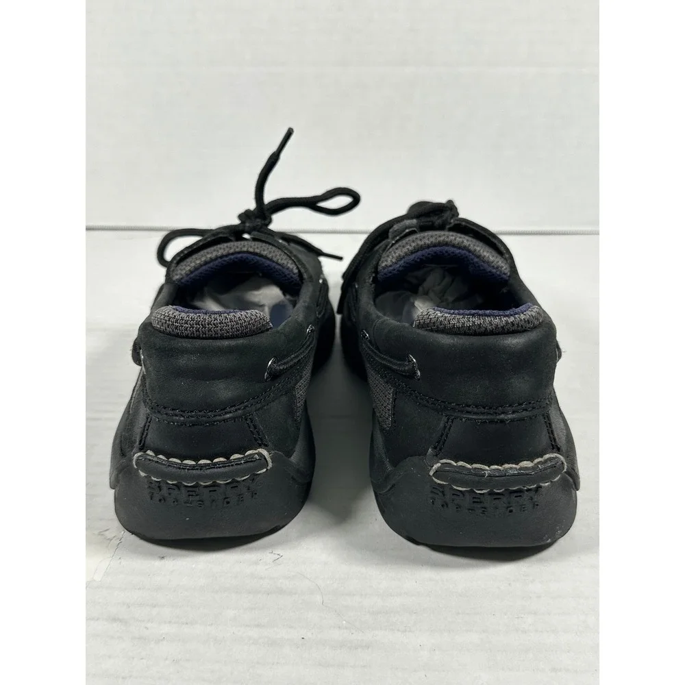 Sperry Top-Sider Mens Black Leather‎ Boat Shoes 0773507 Size 8M Mesh Panels